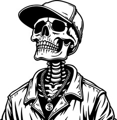Skeleton Gangster Noir Illustration