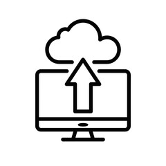 Computer with cloud upload icon for Software Release Icon concept  
