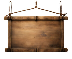 Rustic wooden sign hanging by rope, perfect for a charming welcome message or a vintage-inspired advertisement, evokes a sense of warmth and nostalgia, beckons customers with a touch of rustic charm