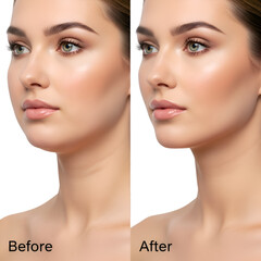 Jawline contouring: Before and After facial enhancement.