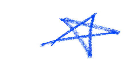 Azure Starry Dream Hand Drawn Geometric Star Illustration Chalk Texture Cosmic Symbol Bright on transparent background