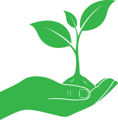 Green sprout emerging from caring hand symbolizing growth sustainability hope and new beginnings in nature isolated on white background