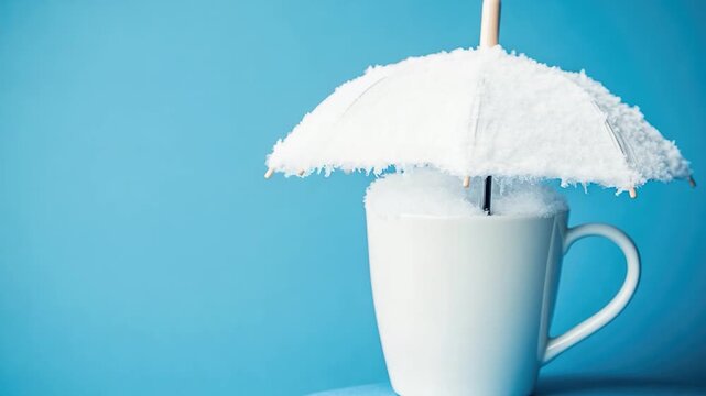 A cup with an umbrella sticking out of it