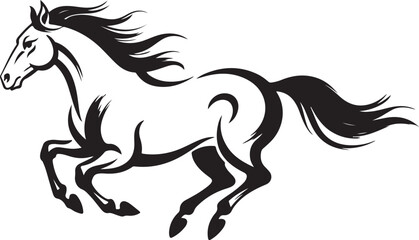 Running horse silhouette in dynamic motion illustration