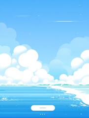 Fototapeta premium Vibrant Blue Ocean Scene With Soft Clouds and Gentle Waves Under a Clear Sky, Creating a Serene Coastal Atmosphere