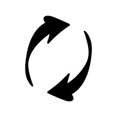 Black refresh arrow icon for reload and restart cycle Vector, illustration