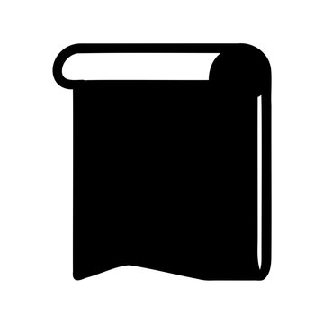 Black simple rolled paper document scroll icon silhouette Vector, illustration