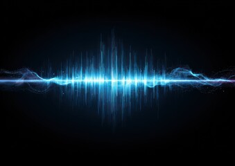 Abstract blue digital sound wave visualization against a dark background