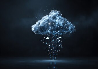 Abstract digital cloud network data flow concept illustration dark background