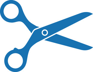 Sharp blue scissors open isolated graphic design element for cutting and crafting projects symbolizing precision and work tool isolated on white background