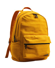 Fototapeta premium Mustard-yellow backpack with zippered pockets