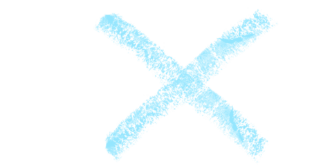 Blue Chalk X Markings on Black Digital Grunge Texture Artistic Symbol Abstract Design Element on transparent background