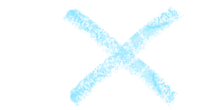 Blue Chalk X Markings on Black Digital Grunge Texture Artistic Symbol Abstract Design Element on transparent background