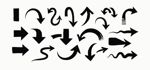 collection of  hand drawn arrows with black color .