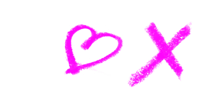 Pink Heart and Cross Drawn with Chalk on Black Background Love XOXO Valentines Day Romantic on transparent background