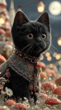black cat in the garden