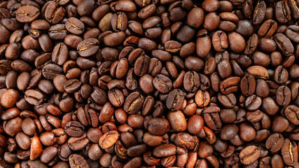 Roasted brown coffee beans background