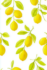 Obraz premium 自然派コンセプト、手描き風レモンと植物の背景