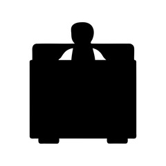 Person silhouette sitting at a desk working on computer Vector, illustration