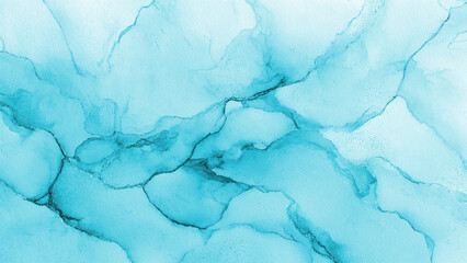 Obraz premium Light Blue Abstract Alcohol Ink Painting with Dark Veins Texture