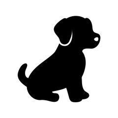 Sitting puppy silhouette simple pet animal icon graphic Vector, illustration