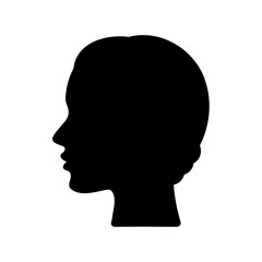 Side view black human head silhouette on a white background Vector, illustration