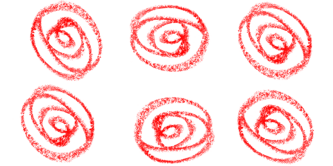 Red Scribble Circles Hand Drawn Texture Elements Grunge Illustration Background Design on transparent background