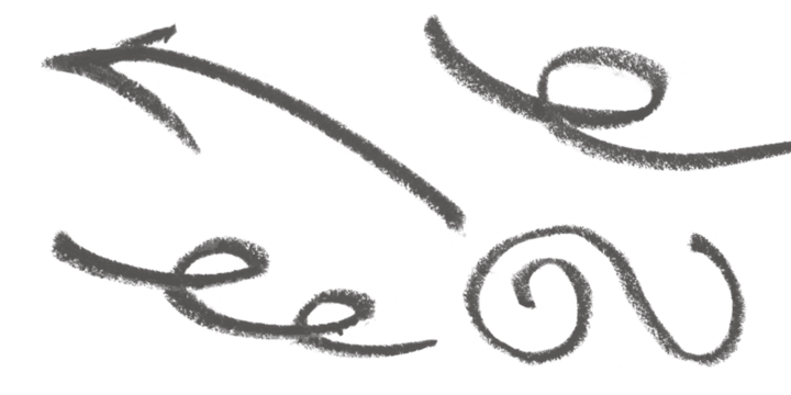 Hand Drawn Arrows Swirls on Transparent A Collection of Artistic Elements for Digital Design on transparent background