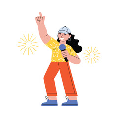 Girl Singing and Dancing Celebration Vector Illustration EPS 10 File