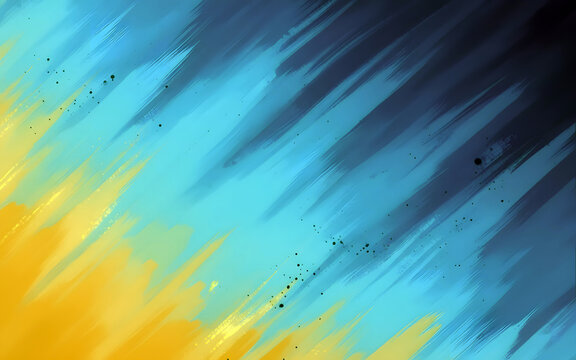 Vibrant diagonal brush strokes with yellow and blue color blend