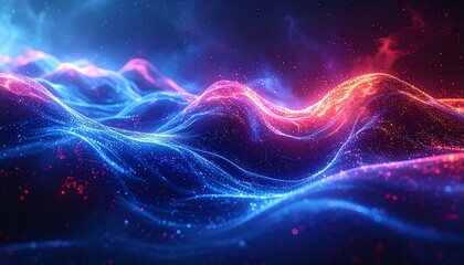 Obraz premium Abstract digital illustration of glowing energy waves in a celestial and vibrant ambiance