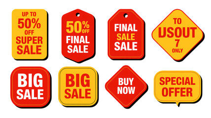 Boost sales now with vibrant promotional sale tags and discount badges