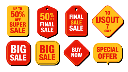 Boost sales now with vibrant promotional sale tags and discount badges