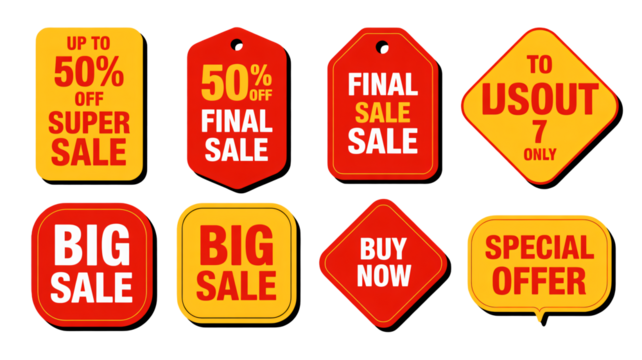 Boost sales now with vibrant promotional sale tags and discount badges - Powered by Adobe