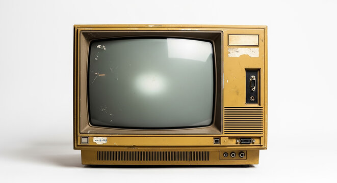 Aged Analog Computer Monitor with Scratches and Worn Casing