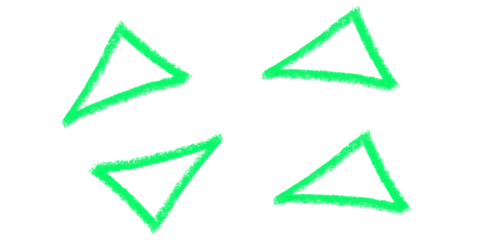 Green Chalk Triangles Geometric Shapes Patterns Abstract Art Design Neon Glowing Symbols on transparent background