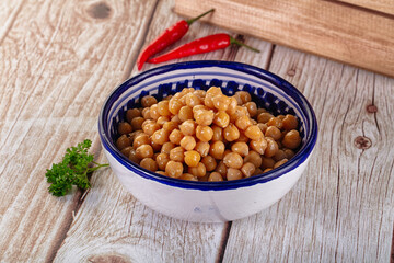 Boiled chickpea beans in the bowl