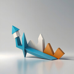 Abstract three-dimensional illustration of an upward-trending chart, depicting growth and progress.