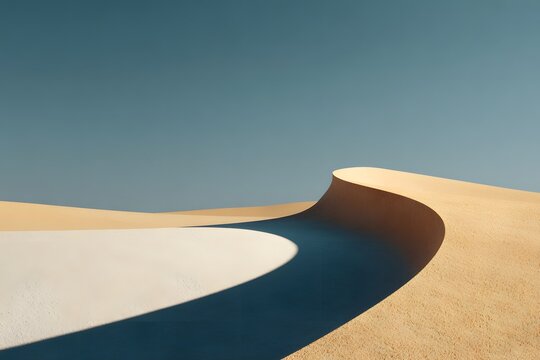 Smooth sculptural sand dune in minimalist desert scenery