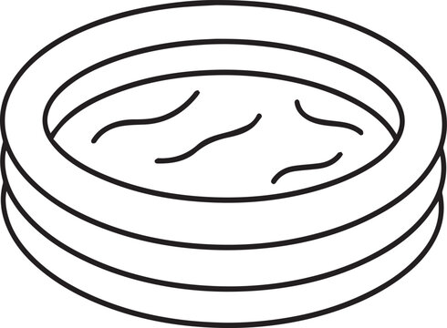 Inflatable Pool: A simple illustration of a round, inflatable pool, perfect for a refreshing dip on a hot summer's day.