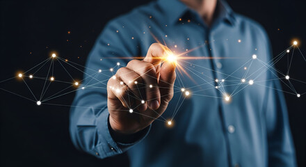Innovator shaping future technology with digital connections, a modern concept for global networks and communication advancements, a breakthrough idea