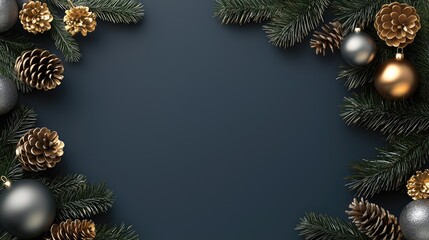 Colorful holiday ornaments are arranged elegantly against a dark backdrop, enhancing the festive mood for seasonal celebrations and events