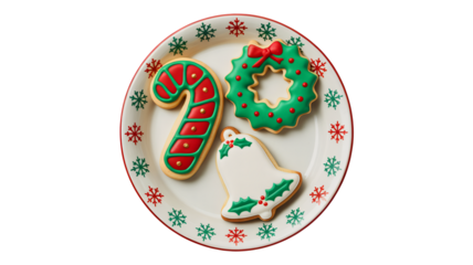 Delightful Christmas cookies on festive plate, holiday treat concept