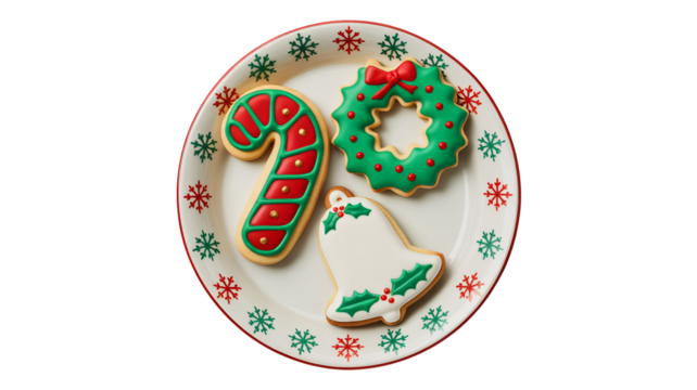 Delightful Christmas cookies on festive plate, holiday treat concept