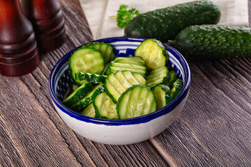 Fresh green ripe cucumber slices