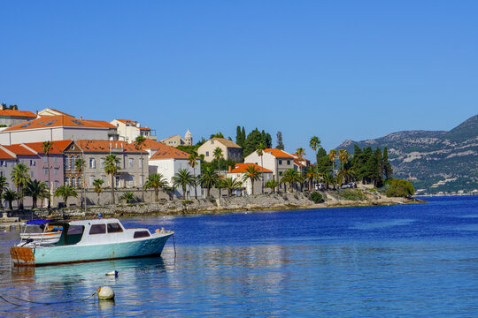 View of Korcula old town, Croatia. Korcula is a historic fortified town on the protected east coast of the island of Korcula.