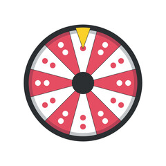 Colorful spinning fortune wheel vector on transparent backdrop