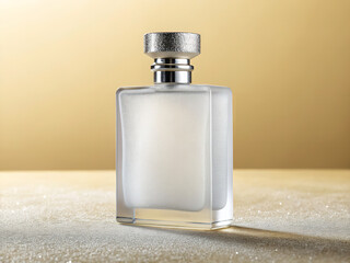 Elegant glass perfume bottle with blue liquid isolated on a black background, emphasizing beauty and fragrance