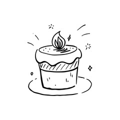 Delicious chocolate birthday cake vector illustration with cream and cherry decoration