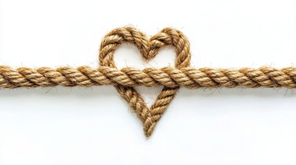 Stylish heart shape made from entwined rope creates a unique and artistic symbol of love and connection.